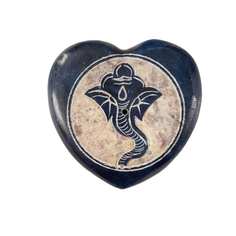 Handcrafted Heart Shaped Soapstone Elephant Incense Holder